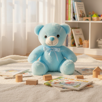 Ours en peluche super doux personnalisé en gros, jouet en peluche bleu en vrac, poupée OEM rembourrée en coton PP, certifiée EN71 pour bébés