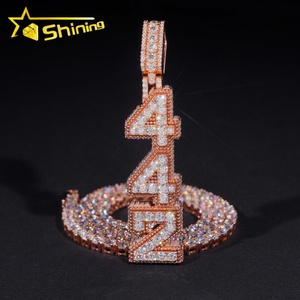 Colgante de Letra Personalizado con Nombre, Estilo Hip Hop, de <span class=keywords><strong>Plata</strong></span> de Ley 925, con Moissanita y Acabado Iced Out, Pasa Prueba de Diamante - Product Image 1