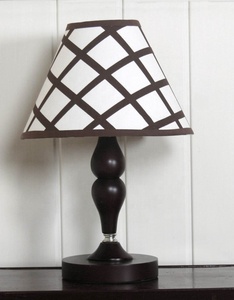 Modern Geometric Pattern <b>Table</b> <b>Lamp</b> With Black Wood <b>Base</b> For Bedroom Decor - Product Image 1