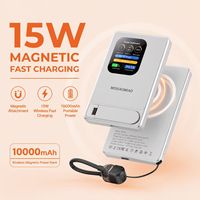 Batterie externe magnétique sans fil 5000 mAh PD20W à charge rapide, ultra-mince en alliage d'aluminium, portable avec support, vente en gros, logo personnalisé B2B