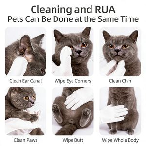 Gants de toilettage jetables <span class=keywords><strong>pour</strong></span> animaux de compagnie, lingettes nettoyantes avec étiquette personnalisée, formule douce, nettoyage en profondeur <span class=keywords><strong>pour</strong></span> chiens et chats, utilisation sur tout le corps - Product Image 5