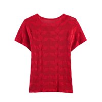 Fabricant de pulls sur mesure OEM ODM, pull à manches courtes pour femme, col rond en pointelle, haut tricoté pour femme, style business décontracté
