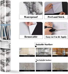 Rollo de papel tapiz de mármol autoadhesivo para cocina, rollo de papel tapiz de tamaño vintage resistente al agua y al aceite - Product Image 6