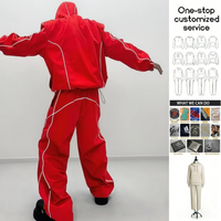 Ensemble survêtement en nylon personnalisé avec veste zippée oversize en polyester réfléchissant, imperméable et coupe-vent, et pantalon de jogging