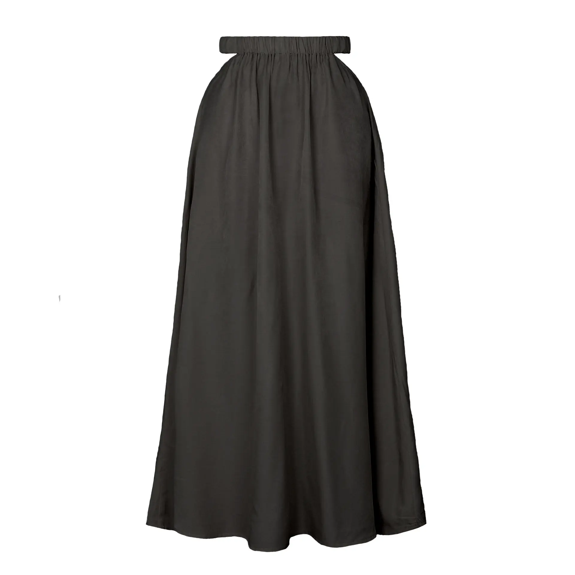 Amazon hot selling women's high-waisted hollowed out solid color half skirt long style Europe and the United States A-line skirt