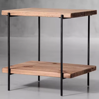Table basse mobile à deux niveaux en bois massif rustique et fer forgé, style minimaliste moderne, pour salon et canapé, mobilier de maison