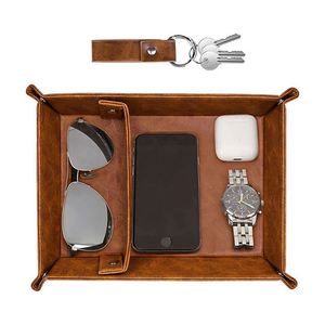 Plateau de rangement de bureau en cuir PU avec logo personnalisé et coins à pression pour cadeaux de bienvenue - Product Image 3