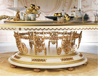 Table de banquet ovale en laiton doré de style italien pour 12 personnes