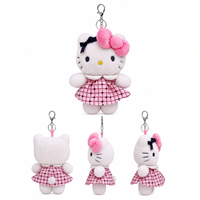 Lot de porte-clés en peluche Hello Kitty à visage mignon et dodu, jouets en peluche doux de dessin animé de 4 pouces, animaux en peluche pour machine à griffes pour magasin