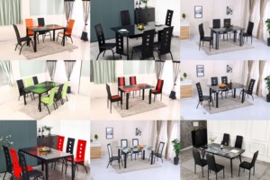 Ensemble <span class=keywords><strong>de</strong></span> table à manger ronde <span class=keywords><strong>de</strong></span> luxe en marbre <span class=keywords><strong>blanc</strong></span> <span class=keywords><strong>et</strong></span> <span class=keywords><strong>noir</strong></span>, 4, <span class=keywords><strong>6</strong></span> ou 8 places, chaises modernes en acier inoxydable doré - Product Image 6