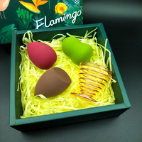 Éponge de maquillage super douce en forme d'œuf, éponge en forme de gourde, éponge diagonale en forme de goutte d'eau, ensemble lavable, coffret cadeau anglais pur