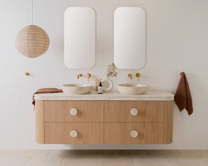 Mobile <span class=keywords><strong>Bagno</strong></span> Sospeso di Alta Qualità in Legno con Top in MDF e Melaminico, Design Moderno - Product Image 3