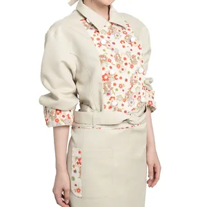 Patterned traditional cooking black chef coat men jacket female