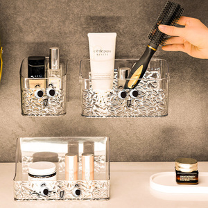 Clear Wall Mount Storage Box With Cartoon Pattern For Bathroom Makeup Organizers 500ml Capacity No Lid - Product Image 1