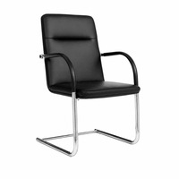 Chaise de bureau exécutive moderne en cuir avec accoudoirs fixes et base métallique pour conférence et bureau à domicile