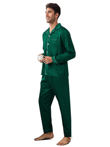 Custom Luxury Satin Silk <strong>Men</strong> Pajamas Sets <strong>Pants</strong> Tops 2pcs <strong>Pyjamas</strong> Suits for Adults Long Sleeves Solid Satin <strong>Men's</strong> Sleepwear - Product Image 3