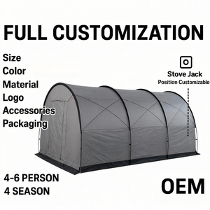 <span class=keywords><strong>Tente</strong></span> <span class=keywords><strong>tunnel</strong></span> 4-6 personnes, <span class=keywords><strong>tente</strong></span> de camping familiale 4 saisons avec grand espace, conception à <span class=keywords><strong>3</strong></span> pièces, imperméable, coupe-vent, OEM personnalisé - Product Image 1