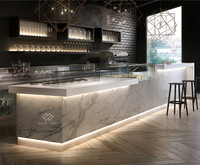 Meubles de comptoir modernes pour hôtel, supermarché, boîte de nuit, restaurant, bar avec éclairage LED, surface solide en Corian, garantie de 10 ans
