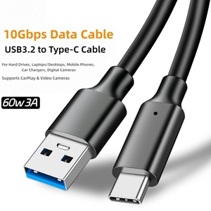 สายดาต้า USB3.2 เป็น Type-C รองรับการชาร์จเร็ว 10Gbps 60W วัสดุ PVC สำหรับฮาร์ดดิสก์และชาร์จในรถยนต์ - Product Image 1