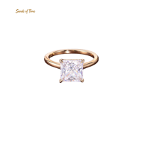 Bague en Moissanite taille princesse pour femme, en argent sterling S925, options de pierres de 1 à 5 carats, plaqué or 18 carats, sertissage griffe, bijoux personnalisés