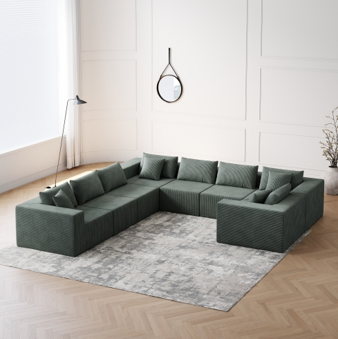Green + Corduroy + 8 Seat