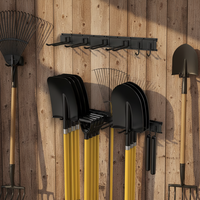 Organisateur d'outils de jardin JH-Mech ODM, pliable, mural, facile à installer, en métal noir avec revêtement en poudre, organisateur d'outils mural