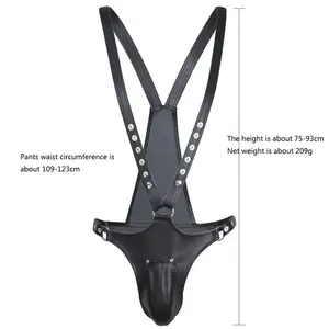 Lederen Bondage Harnas Mannen Rompertjes Mannelijke Slaaf Kuisheidsgordel Seksspeeltjes Sexy Homo Ondergoed Voor Mannen - Product Image 2
