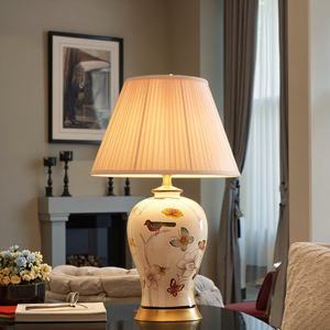 Lampes de table en céramique décoratives d'animaux, style européen moderne, oiseaux blancs et fleurs, faites à la main, hôtel, chambre à coucher, LED électrique, blanc chaud - Product Image 4