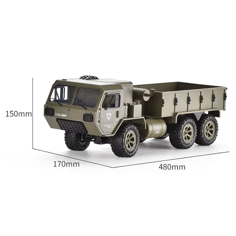 2.4G 1:12 Full Scale Six- Wheel Drive Remote Control Military Rc Toy Truck With Car Light