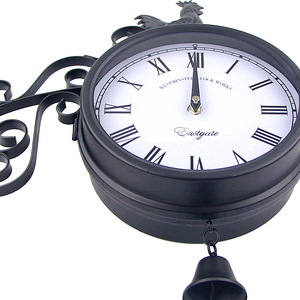 <span class=keywords><strong>Orologio</strong></span> da parete Vintage in metallo a doppia faccia da esterno con campana e gallo per la decorazione della casa e del giardino - Product Image 6