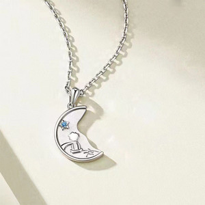 Collane per Coppie Il Piccolo <span class=keywords><strong>Principe</strong></span> e la Rosa, Catena per Clavicola in Rame Leggero ed Elegante, Regalo per Fidanzata, Gioielli - Product Image 5