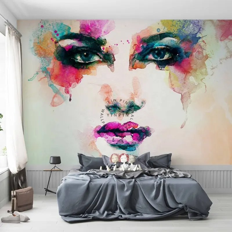 Coloridas abstratas mulheres parede arte papel de parede aquarela mulheres pintura de parede