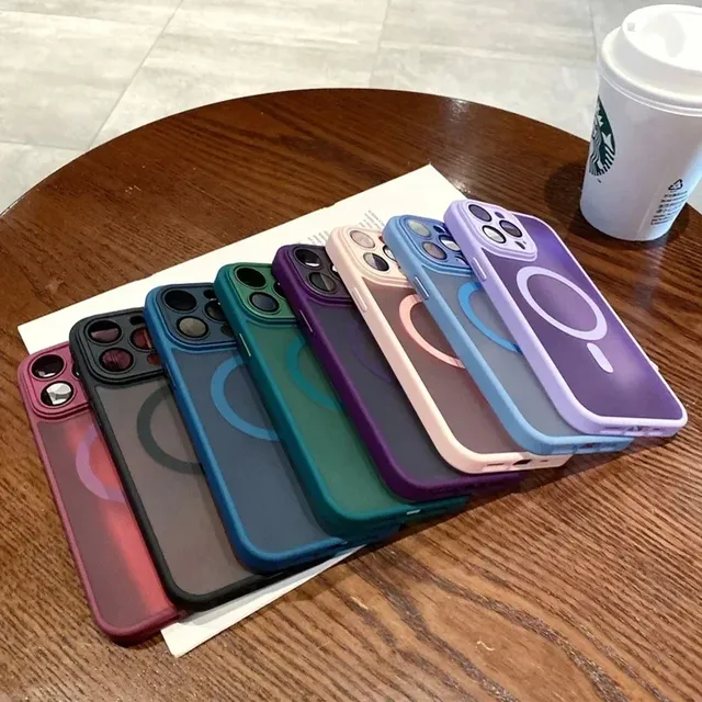 Magnetic Luxury Matte Translucent Armor Shockproof Case for iPhone 17 16 15 14 12 13 Pro Max for Wireless Charge Cover