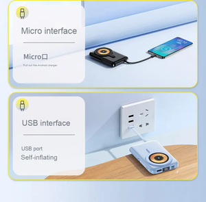 Banque d'alimentation solaire multifonctionnelle avec câble, haute capacité 10000mAh, charge rapide, ultra-mince, portable, chargeur rapide 2-en-1 - Product Image 4
