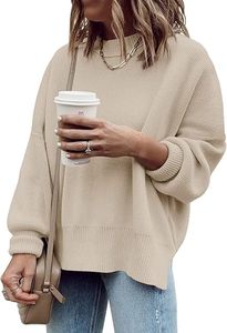Womens Oversized Tunic Sweaters Fall <strong>Slouchy</strong> Long Sleeve Ribbed Knit Side Slit Pullover <strong>Jumper</strong> - Product Image 2