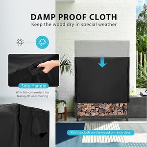 Hot 4ft rak penyimpanan kayu bakar, pegangan kayu bakar Set Kombo logam dalam dan luar ruangan dengan penutup ritsleting untuk penggunaan rumah tangga - Product Image 4