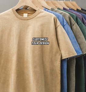 T-shirt personnalisé à manches courtes sans poche pour homme, col rond, 100% coton, vintage, effet délavé, t-shirt uni, coupe ultra ample. - Product Image 1