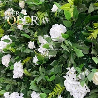 Bruiloft Groen Wit Zijde 5D Kunstmatige Roos Andere Decoratieve Bloemenwanddecoratie 8x8ft Achtergrond Bloemhoek Lange Levensduur