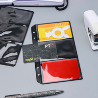 A6 classeur poches noir clair PVC espèces enveloppes Budget argent enveloppe fermeture éclair pochette sans zip pour feuilles mobiles planificateur porte-carte