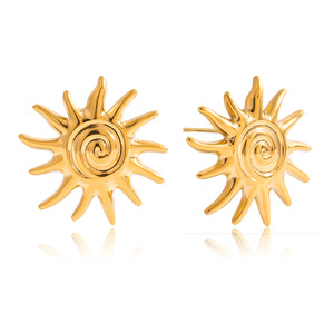 Pendientes de Sol, Chapados en Oro de 18k, Acero Inoxidable, Joyería para Mujer, Accesorio de Moda - Product Image 5