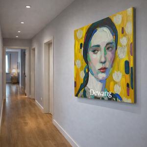 Arte Mural Texturizado de Chica Moderna Minimalista, Pintura al Óleo Pintada a Mano sobre Lienzo, Pintura Decorativa Grande para Decoración del Hogar - Product Image 1