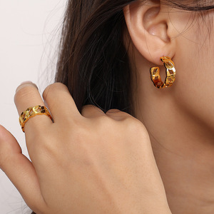 Pendientes de Aro Geométricos Chapados en Oro, Aleación de Zinc, Joyería de Moda para Mujer, Talla 7, No Ajustables - Product Image 4