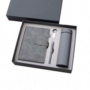 Set de Regalo Promocional al por Mayor de Cuaderno de Cuero PU Gris de Lujo con Bolígrafo, Diario Personalizado, Termo y Botella de Agua - Product Image 2