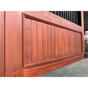 Chất lượng cao Sapele tự động bằng gỗ đường lái xe cổng với sắt lưới cho nhà kim loại thép Skeleton GỖ ĐÔI vườn cổng - Product Image 5