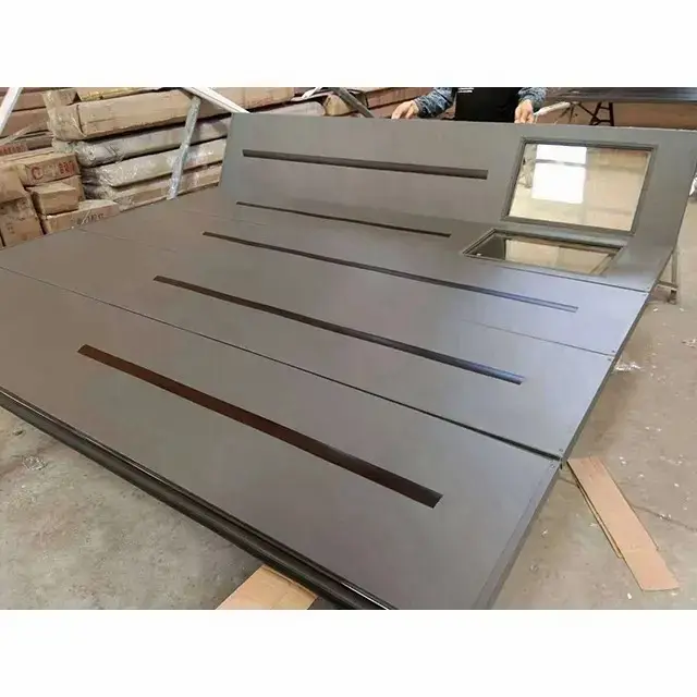 Pintu garasi logam campuran aluminium Eropa Modern klasik tinggi mengkilap bingkai geser terisolasi hitam tanpa bingkai elektrik datar