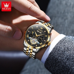 โอเลฟส์ สเกเลตันนาฬิกาข้อมือผู้ชายอเนกประสงค์อัตโนมัติหรูหรานาฬิกาข้อมือสำหรับชายกันน้ำสายสแตนเลส 6691 - Product Image 5