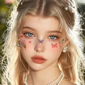 1 Set <span class=keywords><strong>de</strong></span> 6 Feuilles <span class=keywords><strong>de</strong></span> <span class=keywords><strong>Tatouages</strong></span> Temporaires Colorés à Paillettes Autocollant Mignon Dessert et Fleur <span class=keywords><strong>de</strong></span> Dessin Animé Tatouage Imperméable pour Visage Bras Jambe - Product Image 4