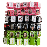Bracelet Élastique en Bois, Chapelet en Acrylique, Jonc avec IMAGE Personnalisée du Client et Époxy sur Bois, BRACELET ICÔNE Gravure de Logo Acceptable