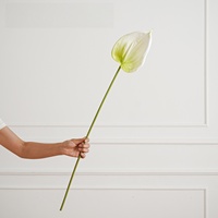 Bunga Anthurium PU 3D RealTouch, Bunga Anthurium Putih Flamingo Imitasi, Anthurium Guanyin Lotus, Dekorasi Bunga Pernikahan dan Rumah