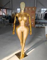 Mannequin Femme Courbe Corps Entier BBL pour Boutique, Mannequin Doré Taille Fine Hanches Larges